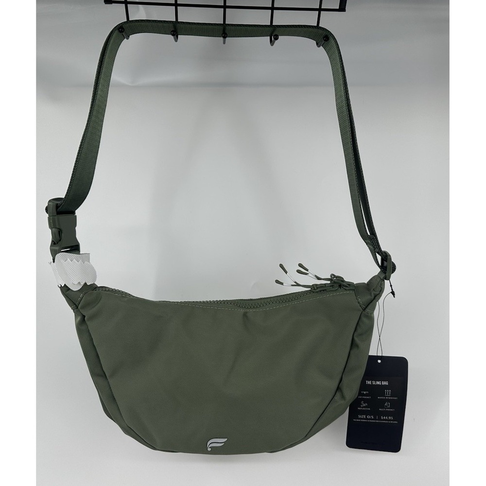 Fabletics The Sling Bag‎  Adjustable Utility Green Zipper New  12X7